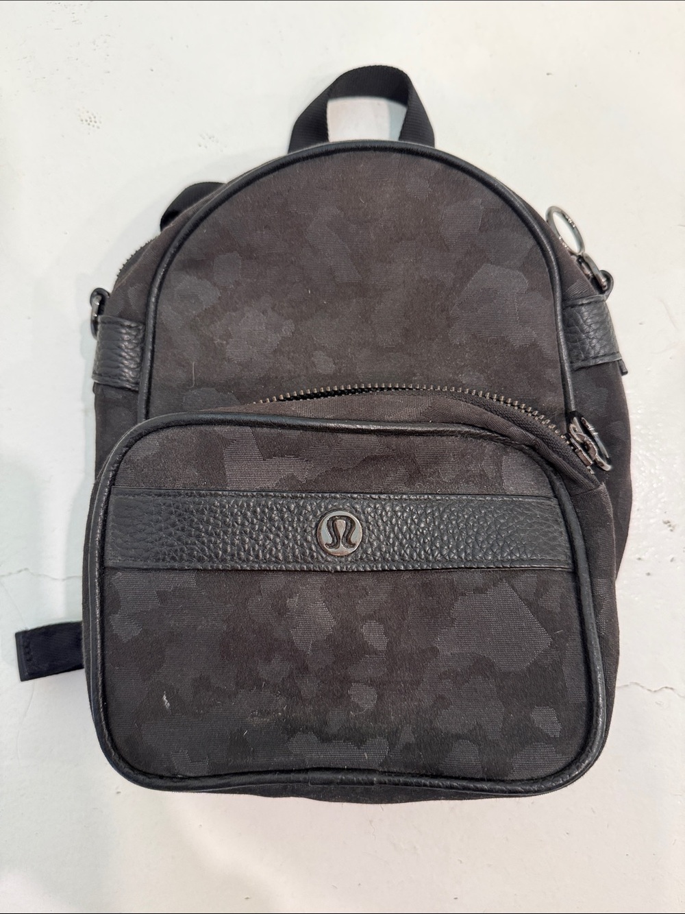 lululemon athletica Black Mini Backpack with Subtle Camouflage Texture